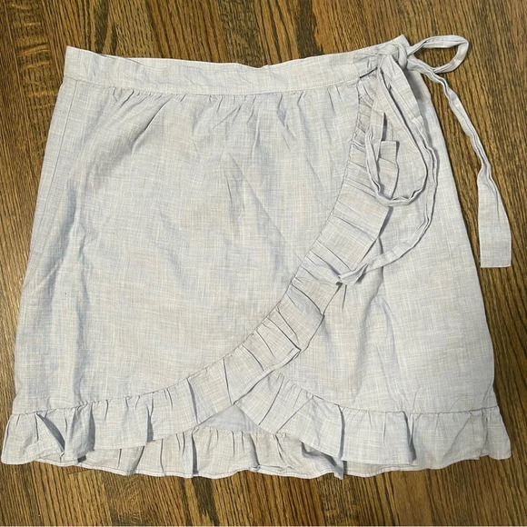 Madewell blue Meadow ruffle wrap mini skirt size 6 - Picture 2 of 5